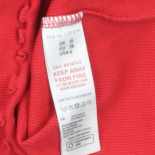 New Look Women’s Red Cotton Blend V-Neck Tank Top Size 10
