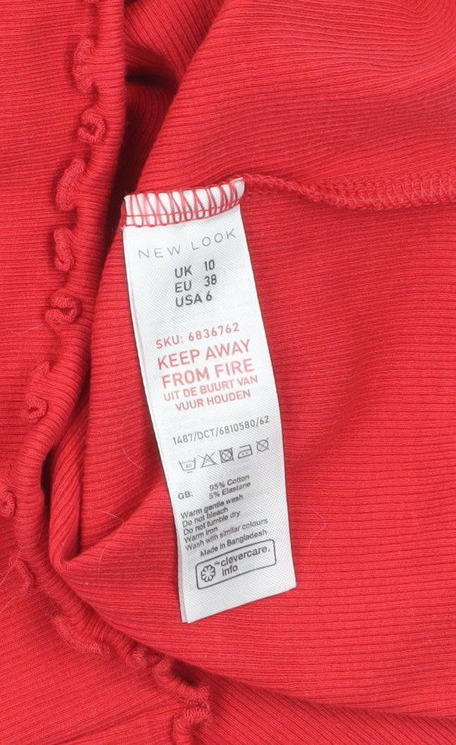New Look Women’s Red Cotton Blend V-Neck Tank Top Size 10