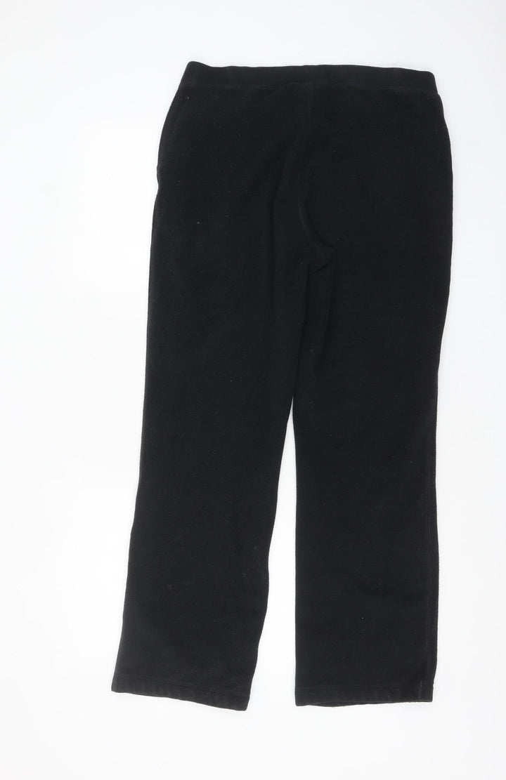 Lands' End Women's Black Fleece Sweatpants Size L Regular Fit