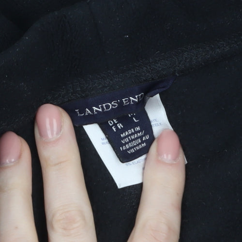 Lands' End Women's Black Fleece Sweatpants Size L Regular Fit