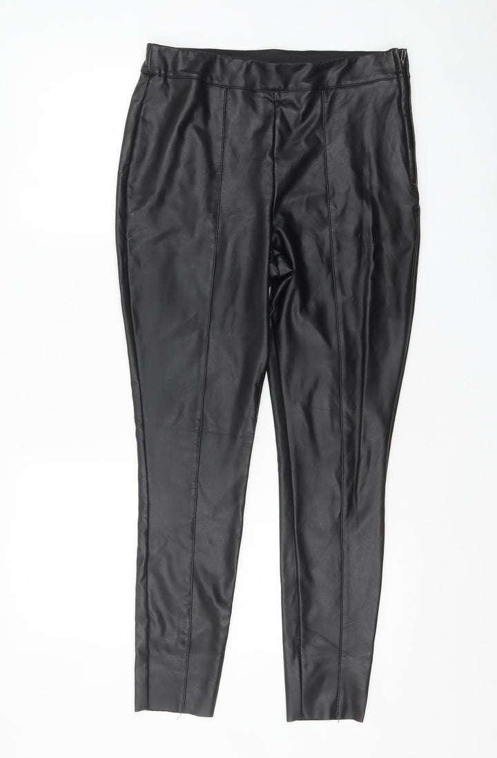 F&F Women's Black Faux Leather Skinny Leggings Size 10