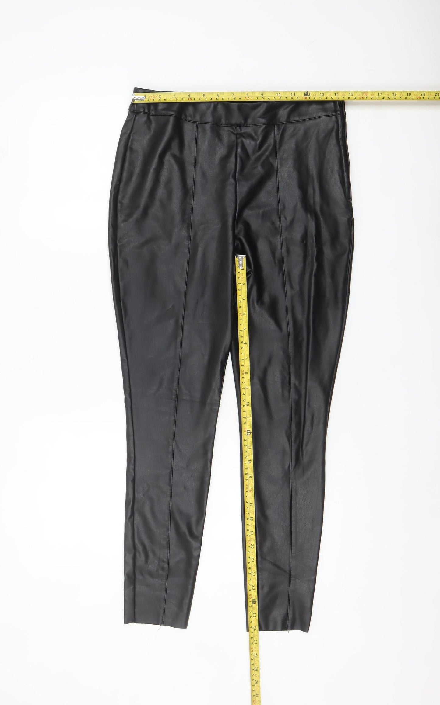F&F Women's Black Faux Leather Skinny Leggings Size 10
