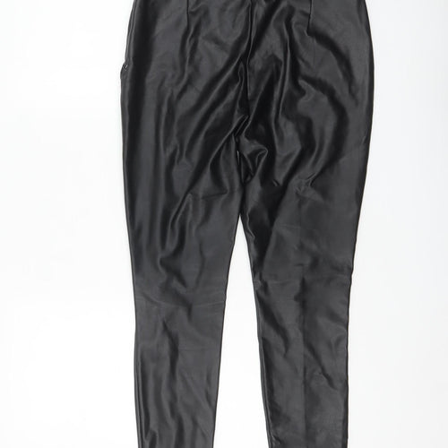 F&F Women's Black Faux Leather Skinny Leggings Size 10