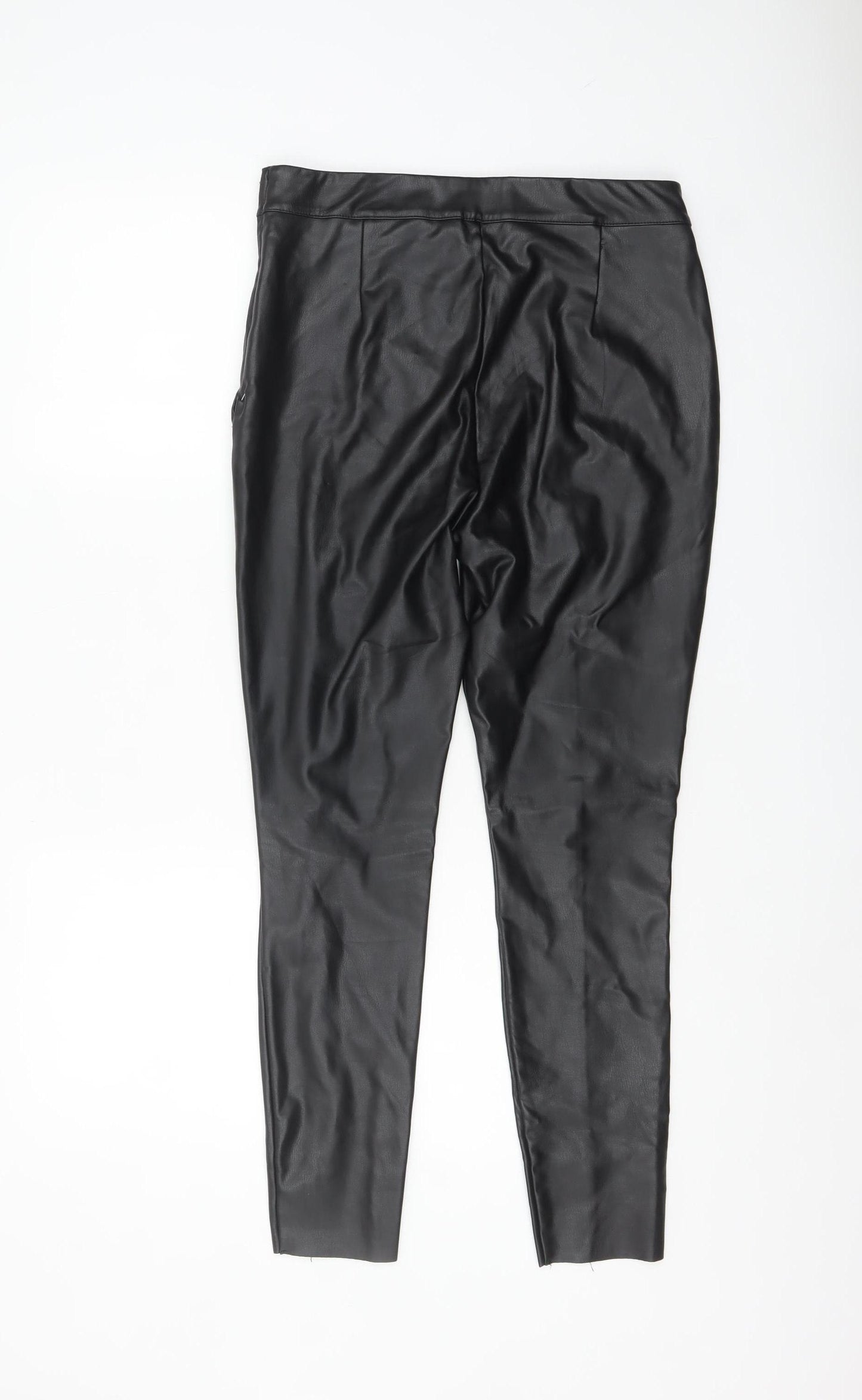 F&F Women's Black Faux Leather Skinny Leggings Size 10