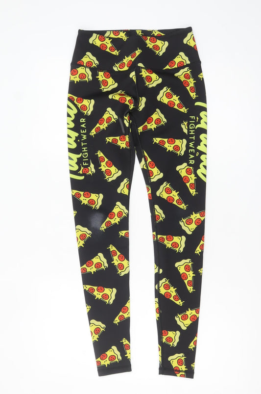 Tatami Women’s Black Pizza Print Active Leggings Size S UK8