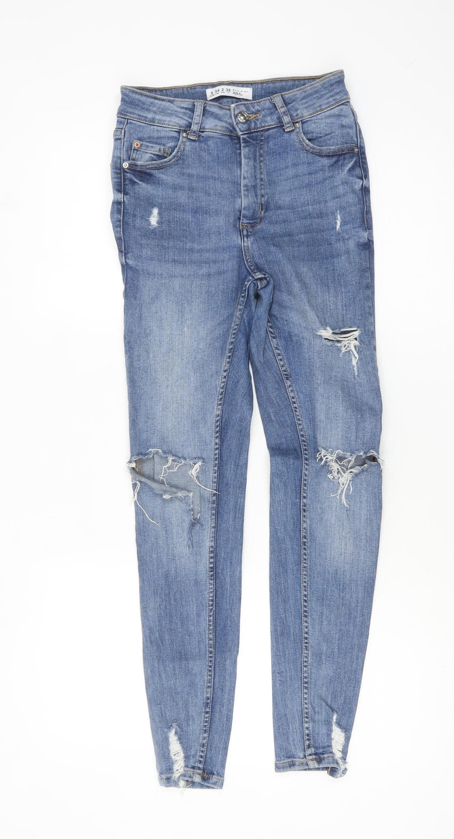Denim Co. Women Blue Size 6 Skinny Distressed Jeans