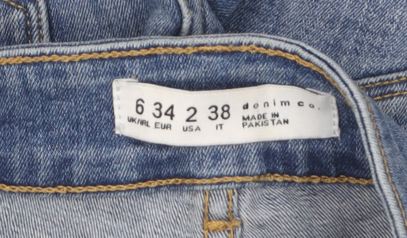 Denim Co. Women Blue Size 6 Skinny Distressed Jeans