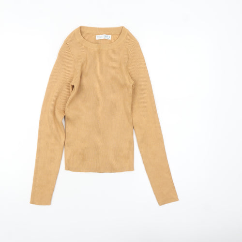 Primark Women’s Beige Ribbed Knit Slim Fit Jumper Size 2XS