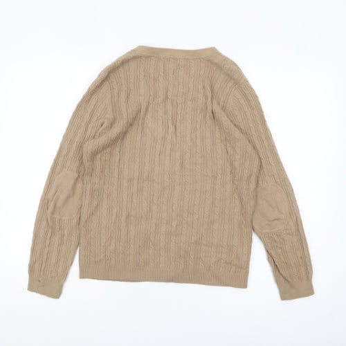 CC Women’s Beige Cable-Knit V-Neck Button Cardigan Size L