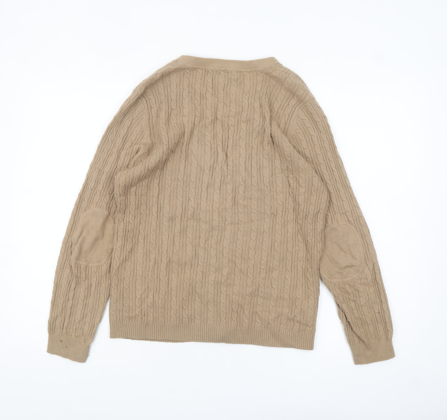 CC Women’s Beige Cable-Knit V-Neck Button Cardigan Size L