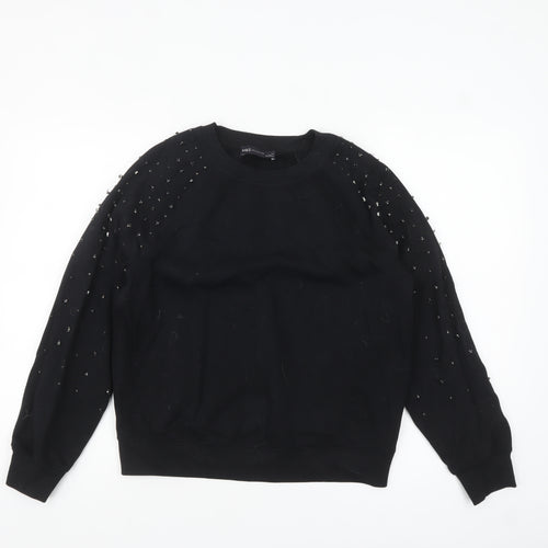 Marks and Spencer Womens Black Beaded Long Sleeve Sweatshirt XS