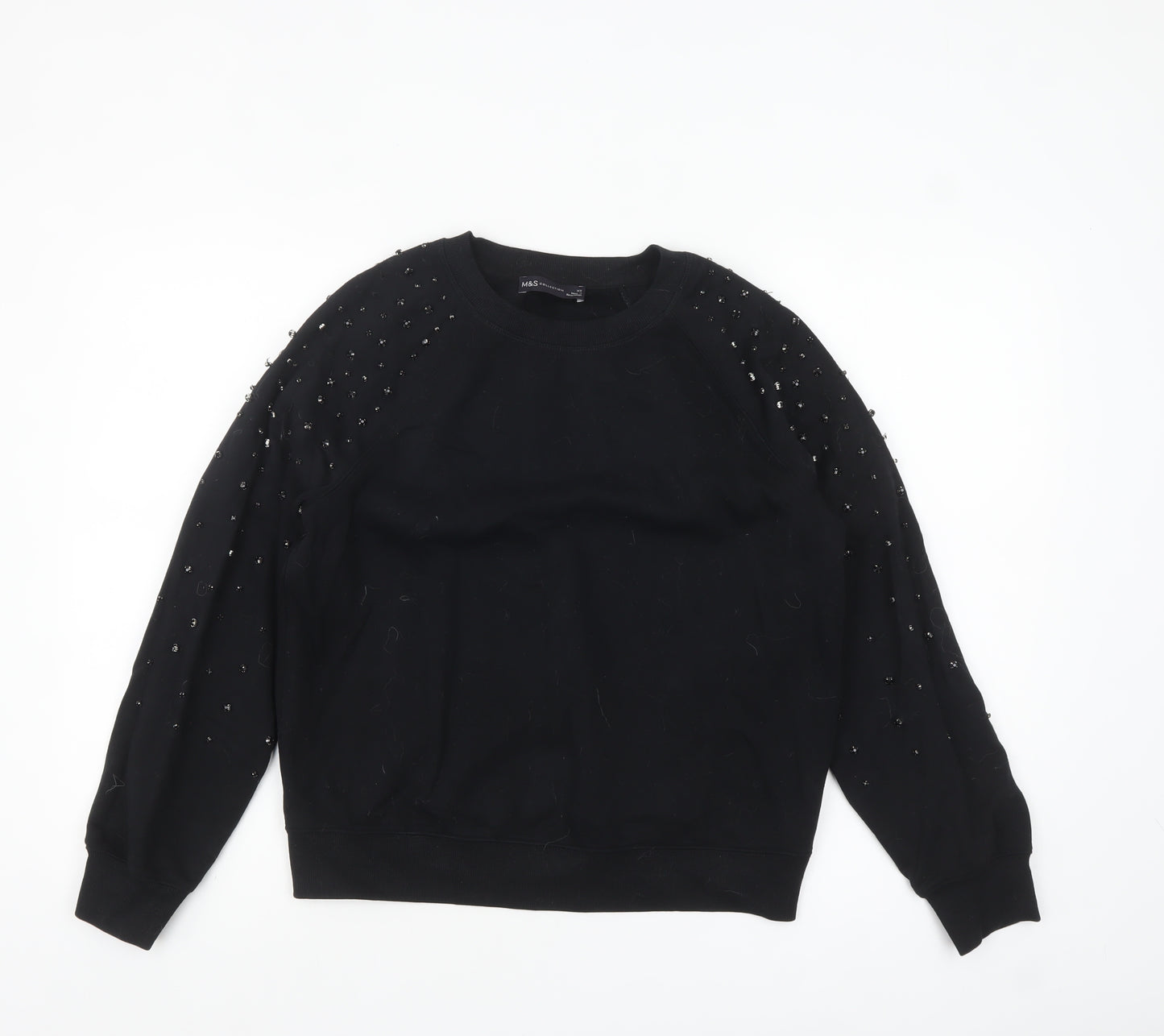 Marks and Spencer Womens Black Beaded Long Sleeve Sweatshirt XS