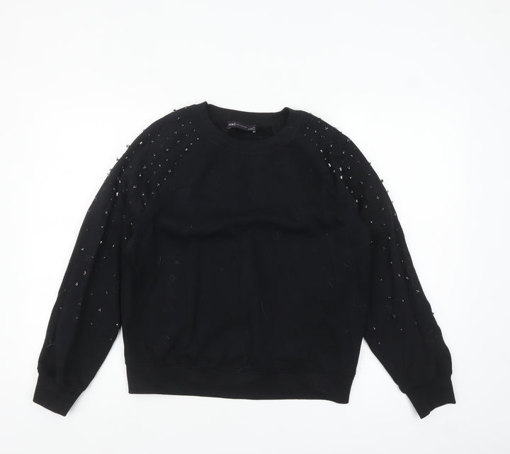 Marks and Spencer Womens Black Beaded Long Sleeve Sweatshirt XS