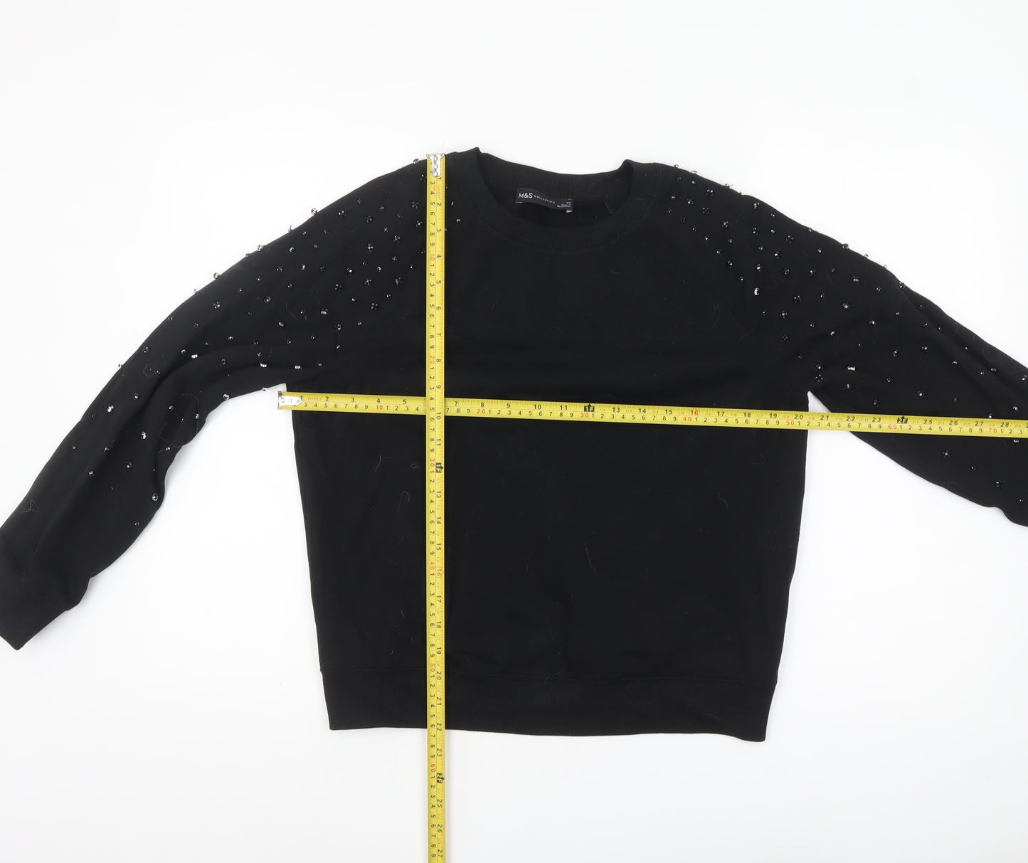 Marks and Spencer Womens Black Beaded Long Sleeve Sweatshirt XS