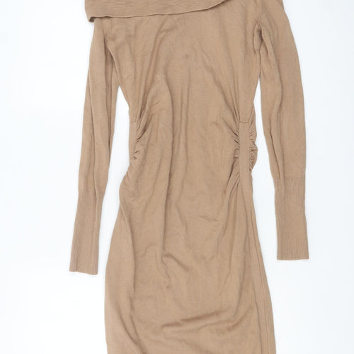 Coast Women’s Beige Off Shoulder Bodycon Knit Dress Size 10