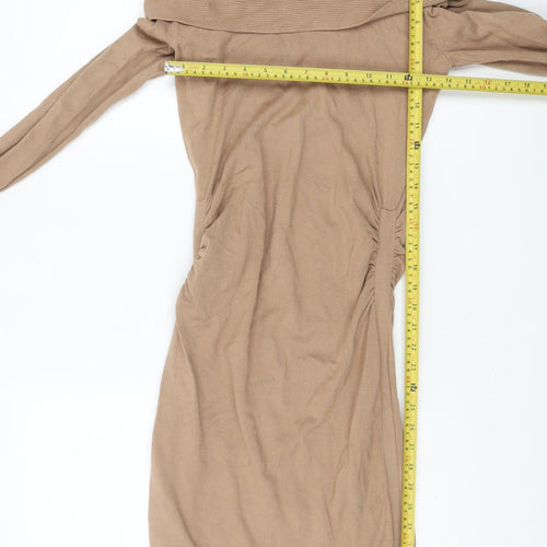 Coast Women’s Beige Off Shoulder Bodycon Knit Dress Size 10