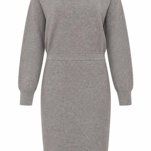 M Lounge Women Grey Midi Bodycon Knit Collared Dress M