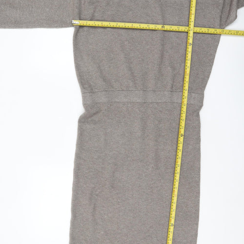 M Lounge Women Grey Midi Bodycon Knit Collared Dress M