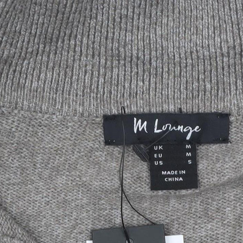 M Lounge Women Grey Midi Bodycon Knit Collared Dress M