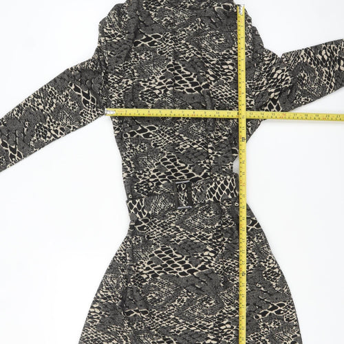 In Other Words Women’s Black Snake Print Belted Shift Dress Size 10