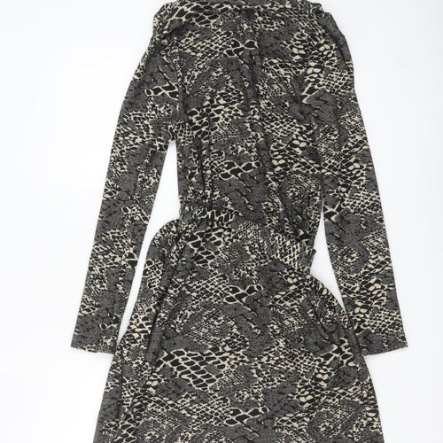 In Other Words Women’s Black Snake Print Belted Shift Dress Size 10
