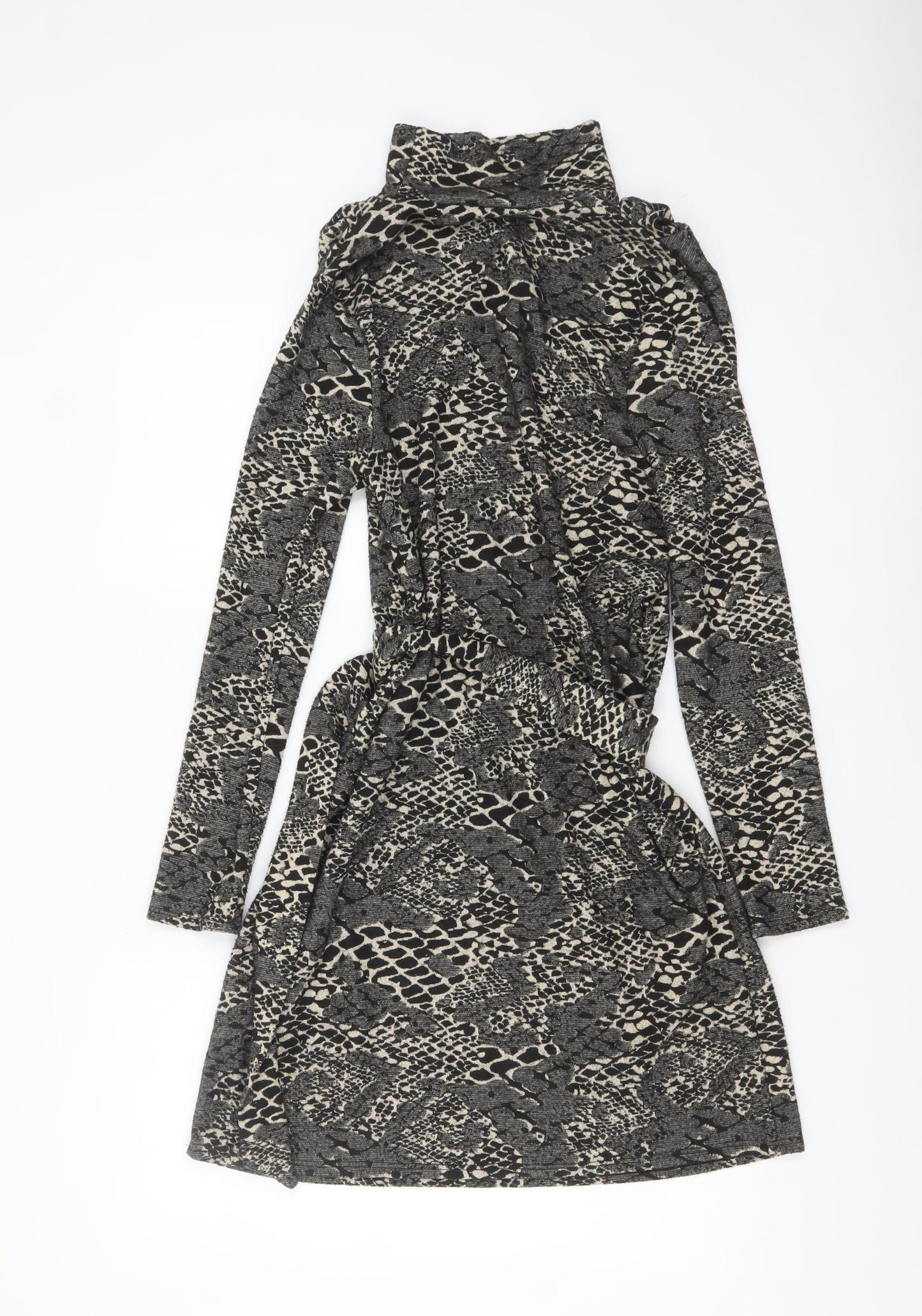 In Other Words Women’s Black Snake Print Belted Shift Dress Size 10