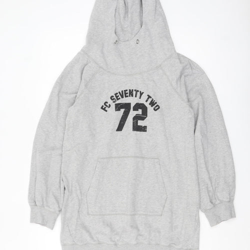 French Connection Women Grey Medium Pullover Hoodie 100% Cotton FC Seventy Two