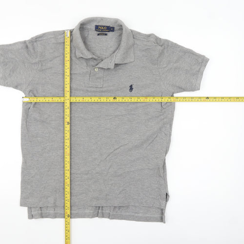 Ralph Lauren Men's Grey Custom Fit Polo Shirt Size S