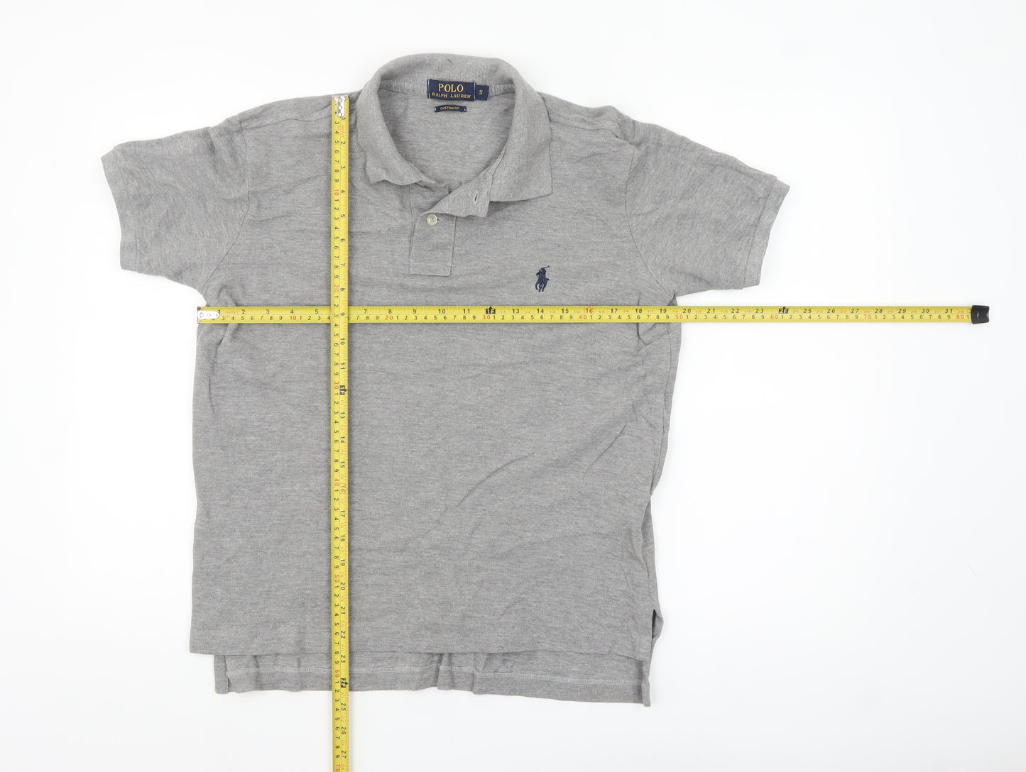 Ralph Lauren Men's Grey Custom Fit Polo Shirt Size S