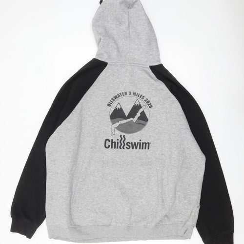 Roly Men's Grey 2XL Pullover Hoodie ChillSwim Graphic Sports Sweatshirt