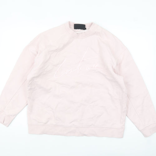 Couture Women Pink Crew Neck Cotton Pullover Sweatshirt UK S