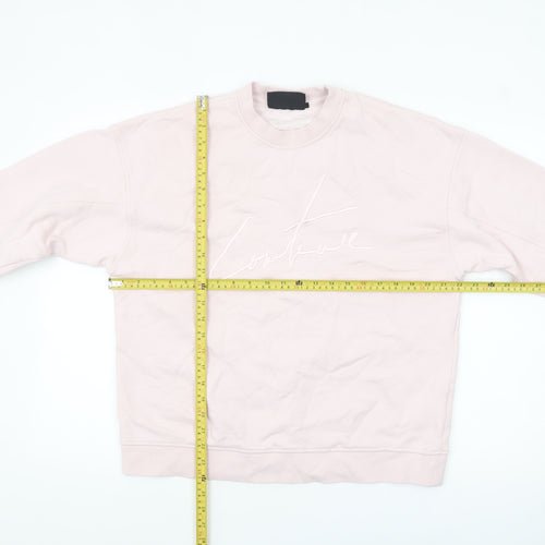 Couture Women Pink Crew Neck Cotton Pullover Sweatshirt UK S