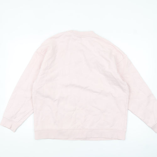 Couture Women Pink Crew Neck Cotton Pullover Sweatshirt UK S