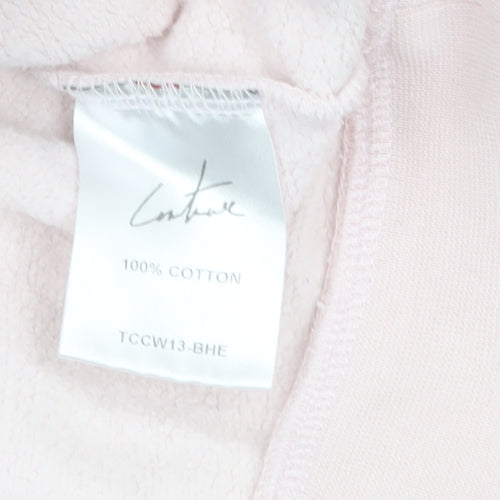 Couture Women Pink Crew Neck Cotton Pullover Sweatshirt UK S