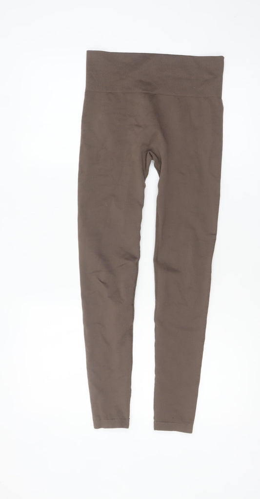 PrettyLittleThing Women Brown Seamless Leggings Size S