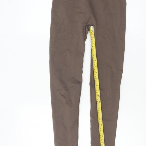 PrettyLittleThing Women Brown Seamless Leggings Size S