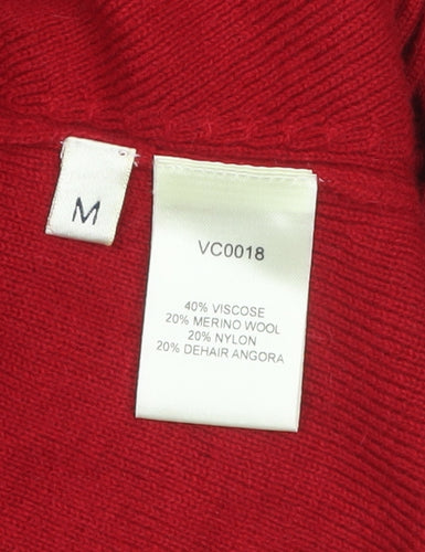 Viyella Women's Red Wrap Fringe Belted Cardigan Jumper Size M