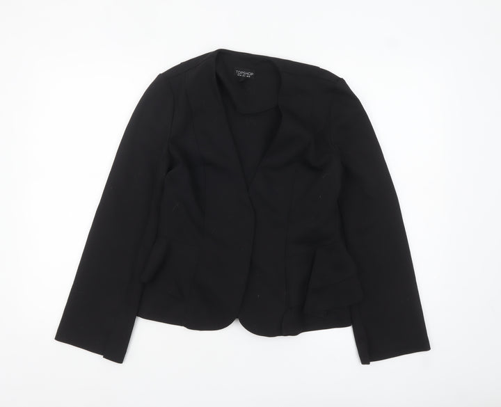 Topshop Women’s Black Peplum Suit Jacket UK 10 Polyester Cotton Blend