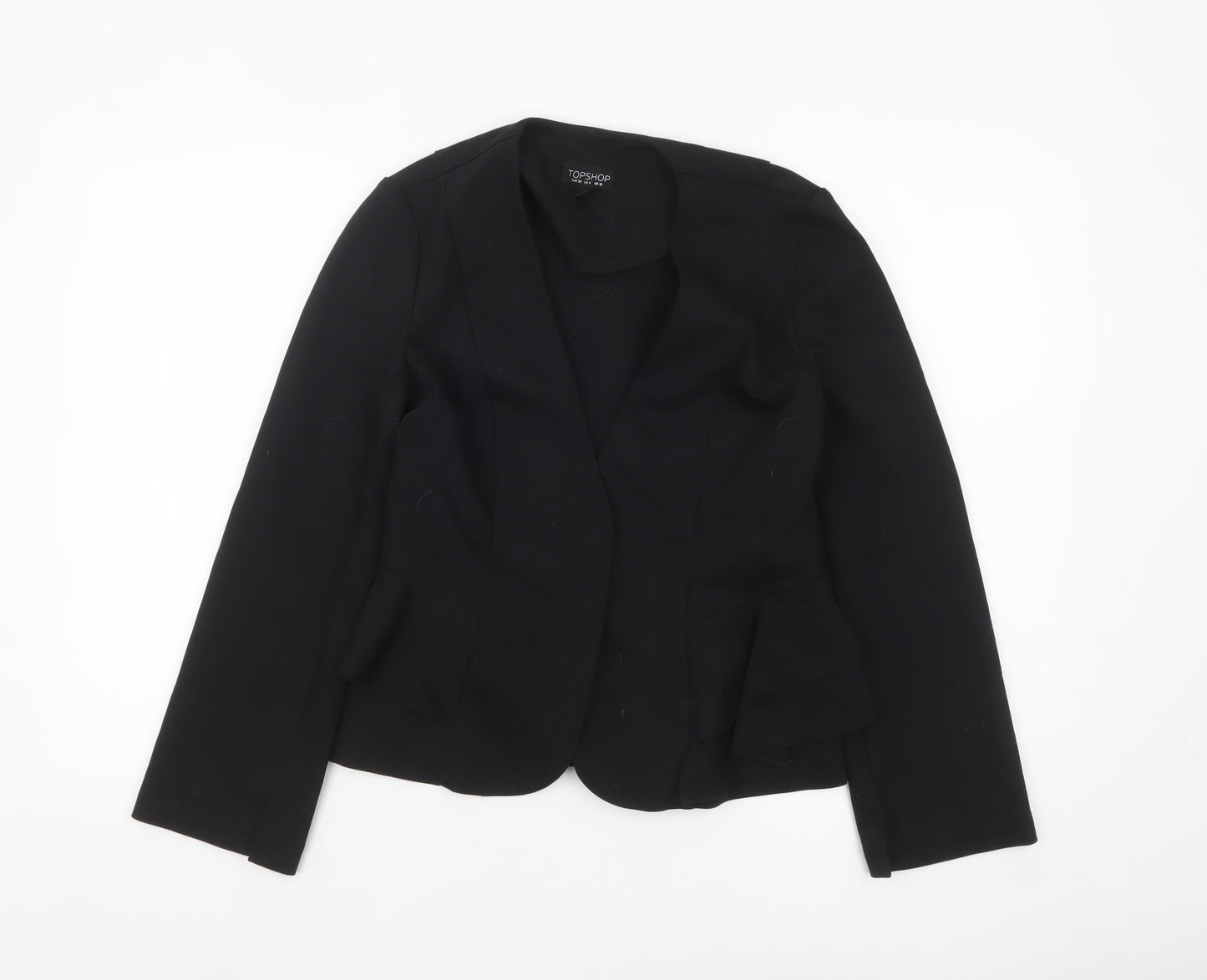 Topshop Women’s Black Peplum Suit Jacket UK 10 Polyester Cotton Blend