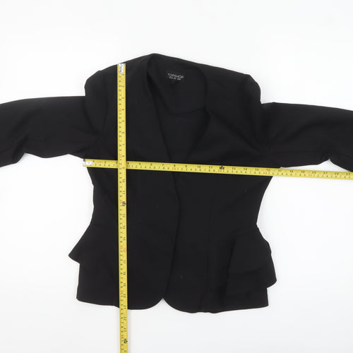Topshop Women’s Black Peplum Suit Jacket UK 10 Polyester Cotton Blend