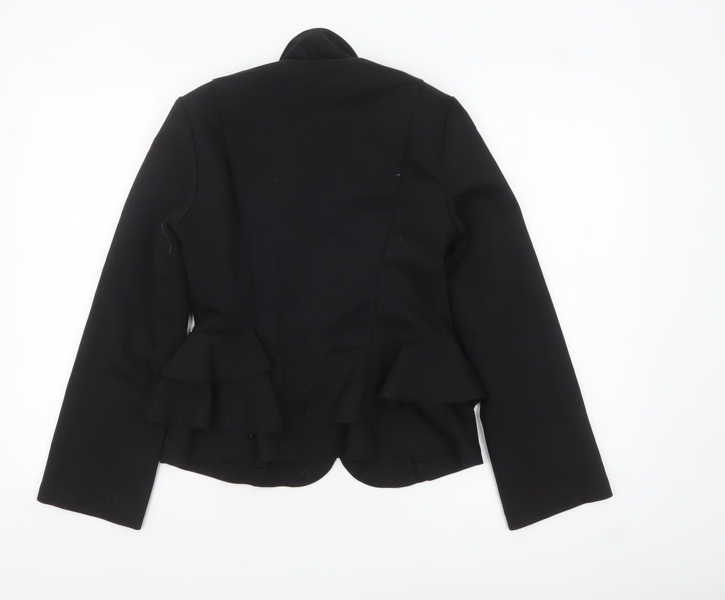 Topshop Women’s Black Peplum Suit Jacket UK 10 Polyester Cotton Blend