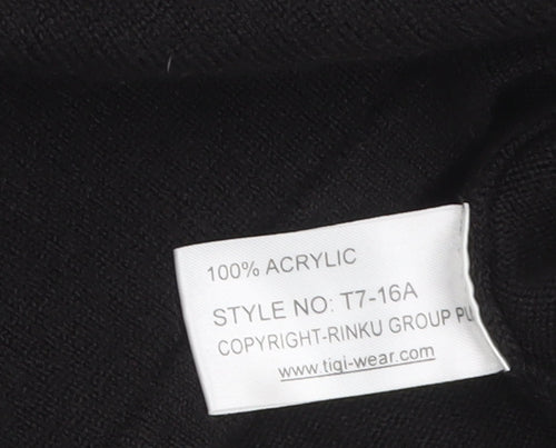 Tigi Wear Womens Black V-Neck Beaded Pullover Jumper Size 14