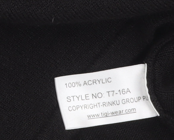 Tigi Wear Womens Black V-Neck Beaded Pullover Jumper Size 14