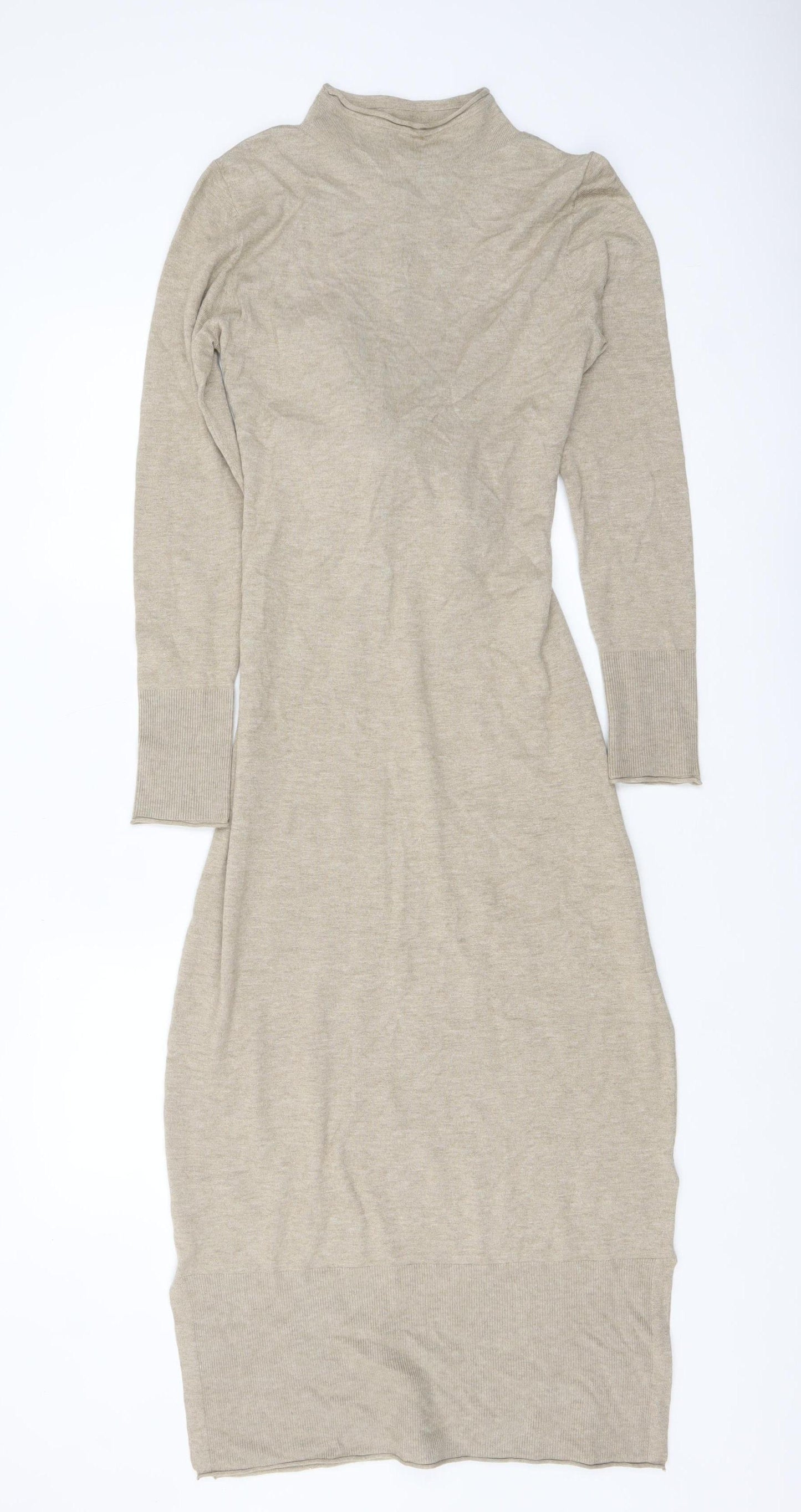 Monsoon Women’s Beige Knit Midi Bodycon Dress Size M