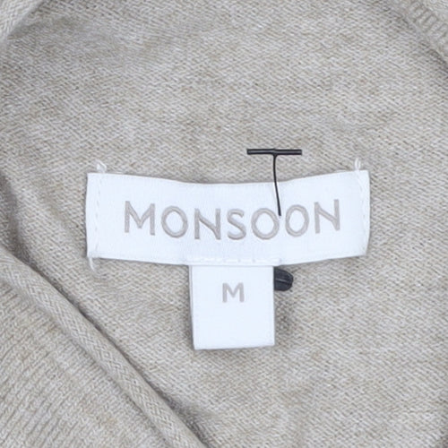 Monsoon Women’s Beige Knit Midi Bodycon Dress Size M
