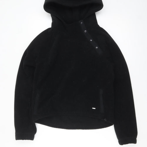 Hollister Womens Black Small Fleece Hoodie with Snap Closure