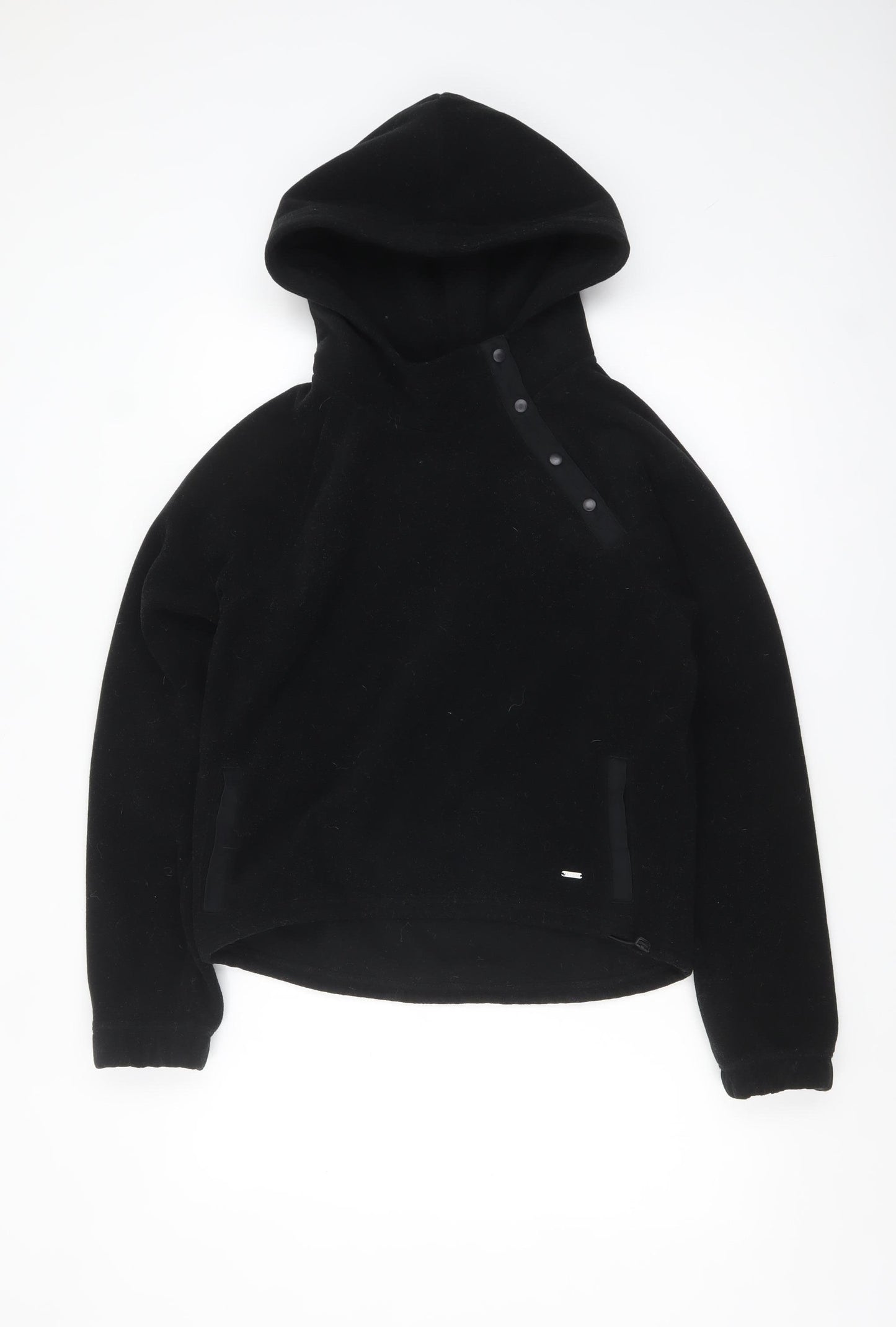 Hollister Womens Black Small Fleece Hoodie with Snap Closure