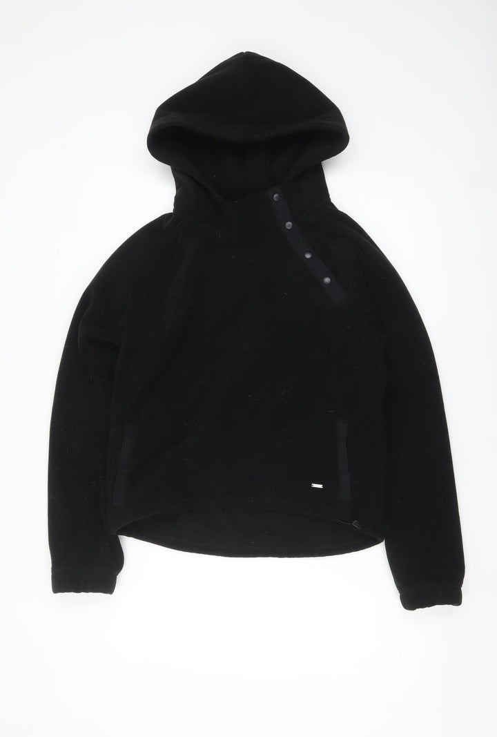 Hollister Womens Black Small Fleece Hoodie with Snap Closure