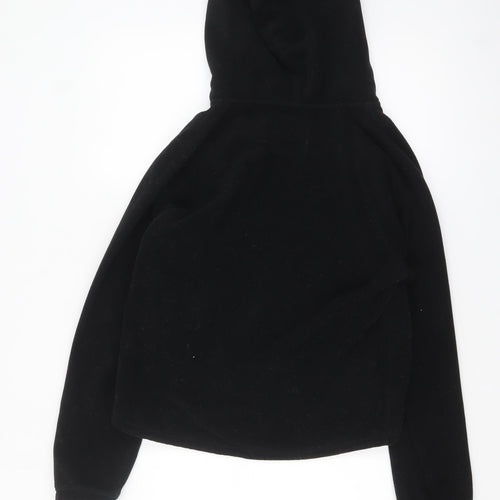 Hollister Womens Black Small Fleece Hoodie with Snap Closure