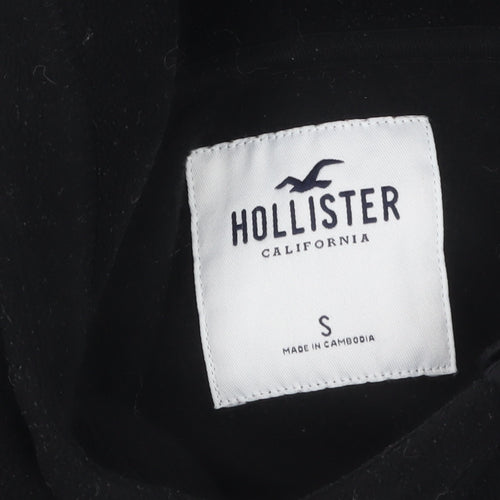 Hollister Womens Black Small Fleece Hoodie with Snap Closure